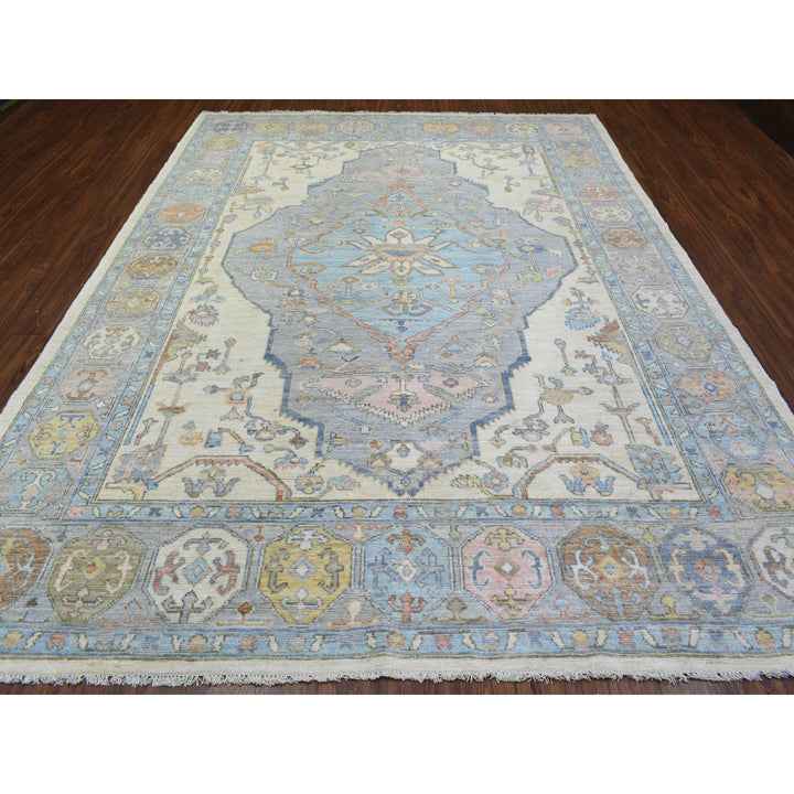 8'10" x 11'7" New Hand Knotted Blue Wool Rectangle Oriental Rug - MOA10272890