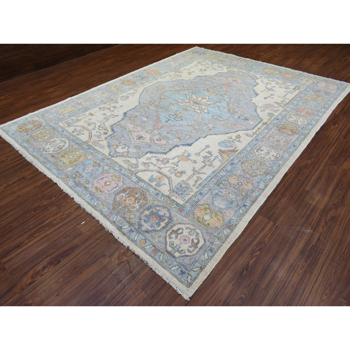 8'10" x 11'7" New Hand Knotted Blue Wool Rectangle Oriental Rug - MOA10272890