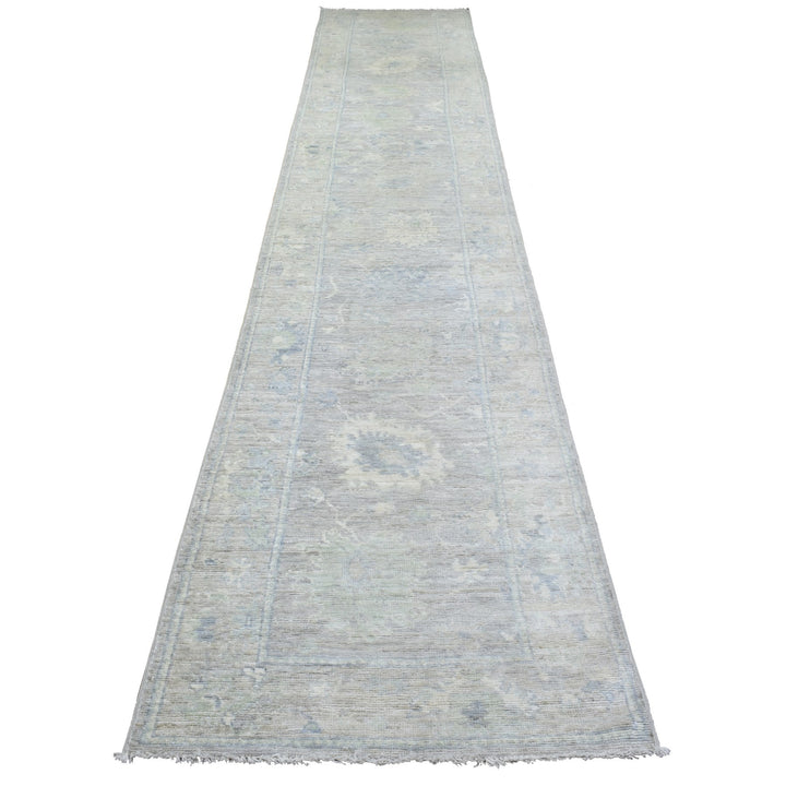 2'9" x 15'3" New Hand Knotted Grey Wool Runner Oriental Rug - MOA10272902