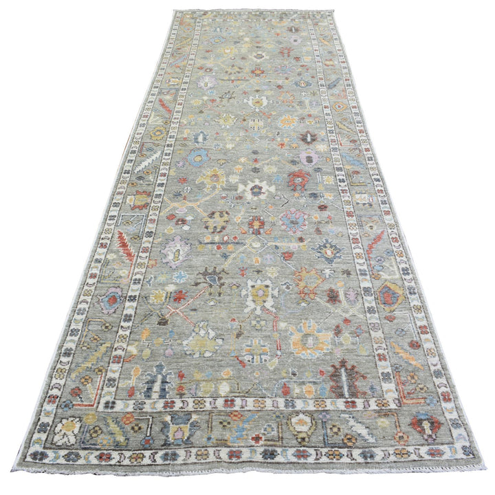 4'0" x 11'10" New Hand Knotted Grey Wool Runner Oriental Rug - MOA10272904