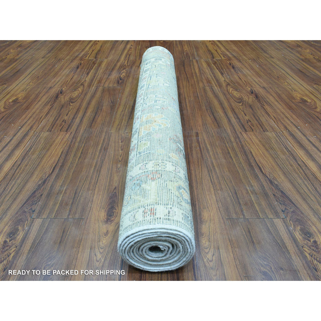 4'0" x 11'10" New Hand Knotted Grey Wool Runner Oriental Rug - MOA10272904