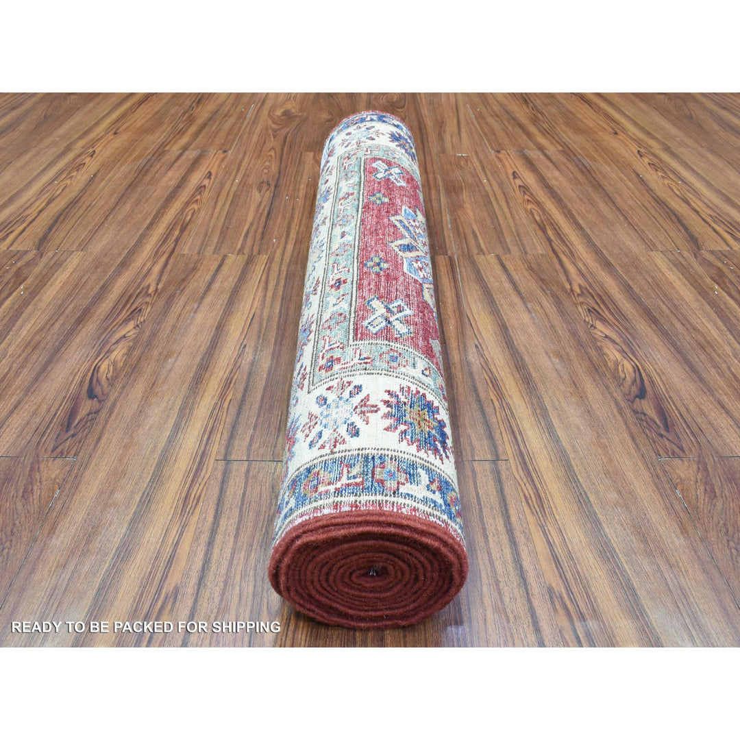 3'1" x 11'0" New Hand Knotted Red Wool Runner Oriental Rug - MOA10272910