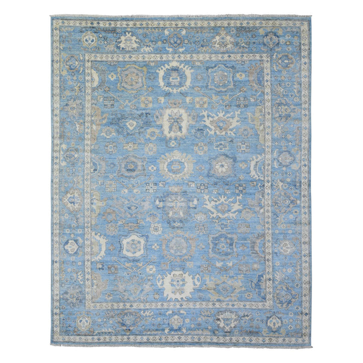 8'1" x 10'1" New Hand Knotted Blue Wool Rectangle Oriental Rug - MOA10272936