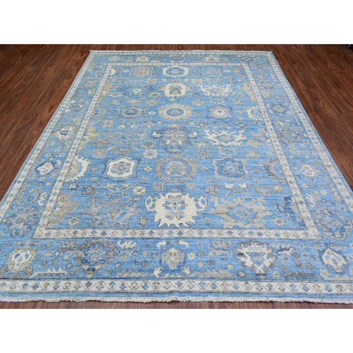 8'1" x 10'1" New Hand Knotted Blue Wool Rectangle Oriental Rug - MOA10272936