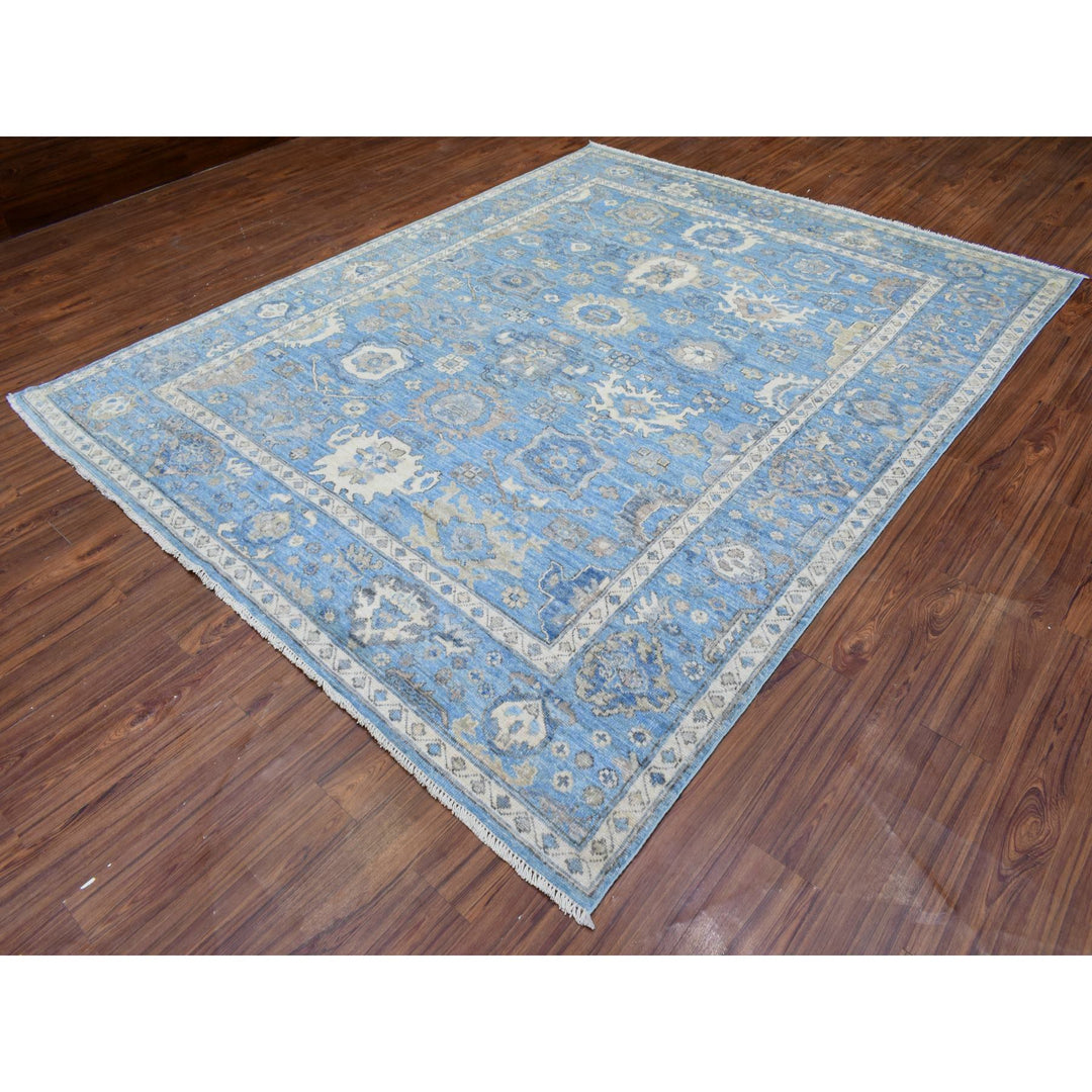 8'1" x 10'1" New Hand Knotted Blue Wool Rectangle Oriental Rug - MOA10272936