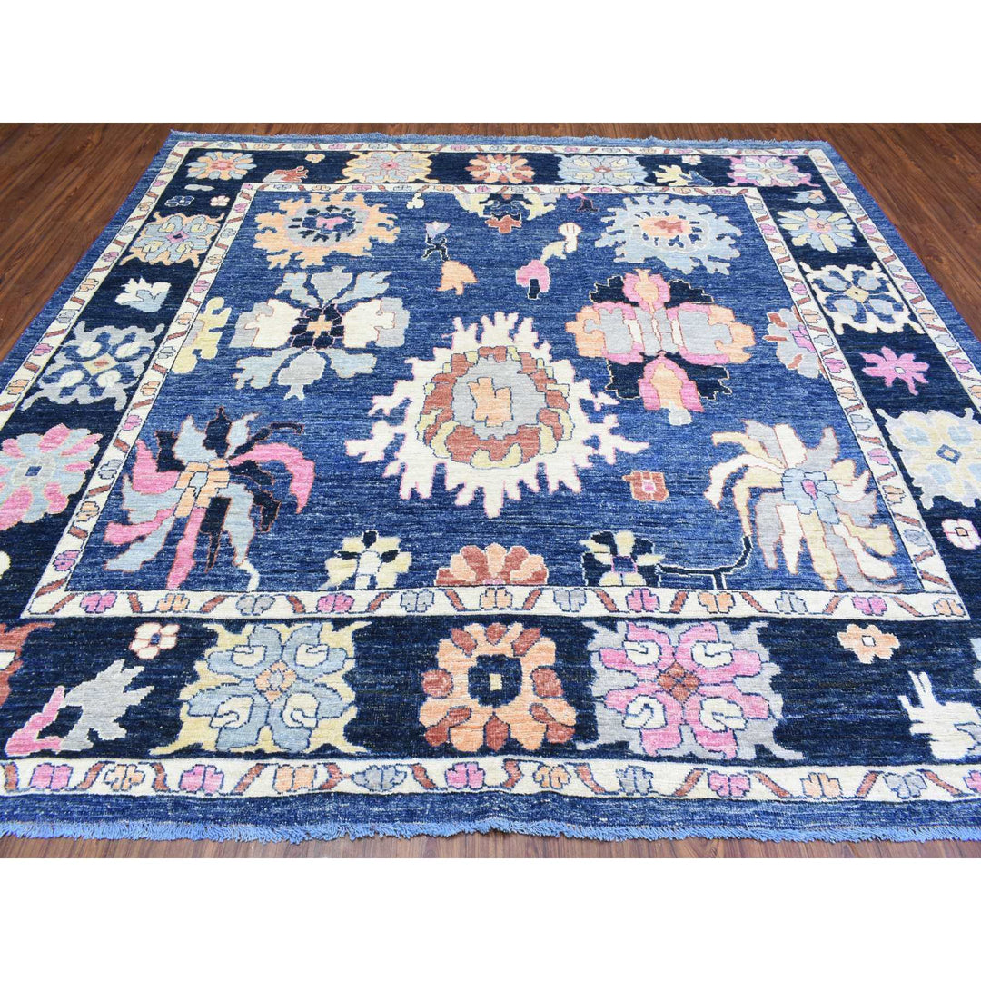 9'6" x 10'3" New Hand Knotted Blue Wool Square Oriental Rug - MOA10272988