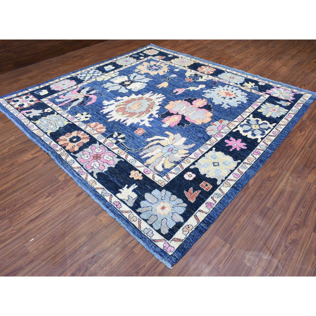 9'6" x 10'3" New Hand Knotted Blue Wool Square Oriental Rug - MOA10272988