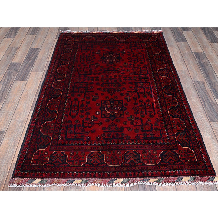 3'3" x 5'1" New Hand Knotted Red Wool Rectangle Oriental Rug - MOA102729