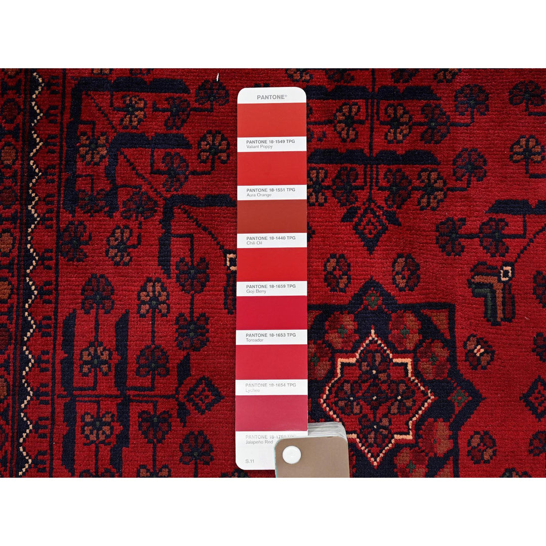 3'3" x 5'1" New Hand Knotted Red Wool Rectangle Oriental Rug - MOA102729
