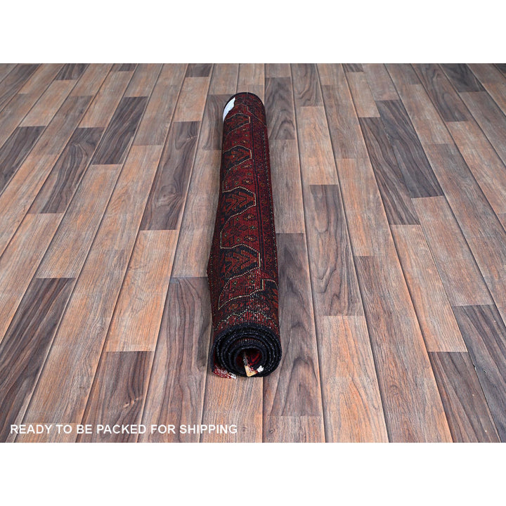 3'3" x 5'1" New Hand Knotted Red Wool Rectangle Oriental Rug - MOA102729