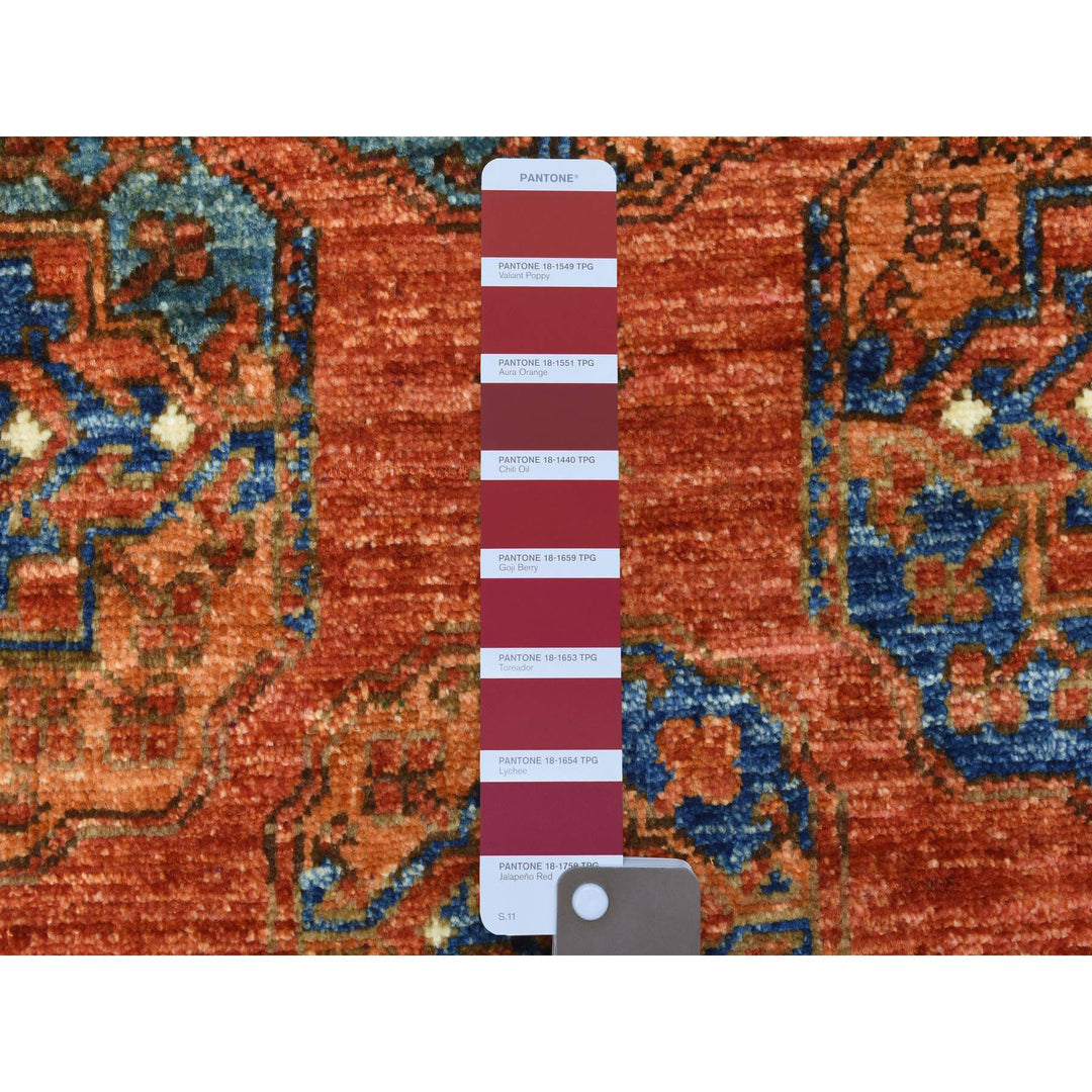 4'1" x 11'3" New Hand Knotted Red Wool Runner Oriental Rug - MOA10273013