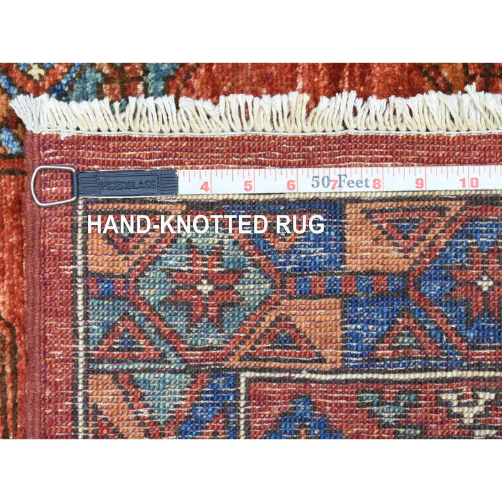 4'1" x 11'3" New Hand Knotted Red Wool Runner Oriental Rug - MOA10273013