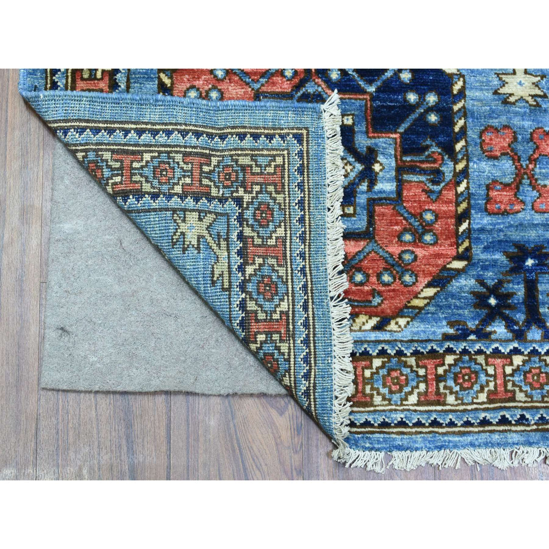 4'0" x 11'8" New Hand Knotted Blue Wool Runner Oriental Rug - MOA10273016