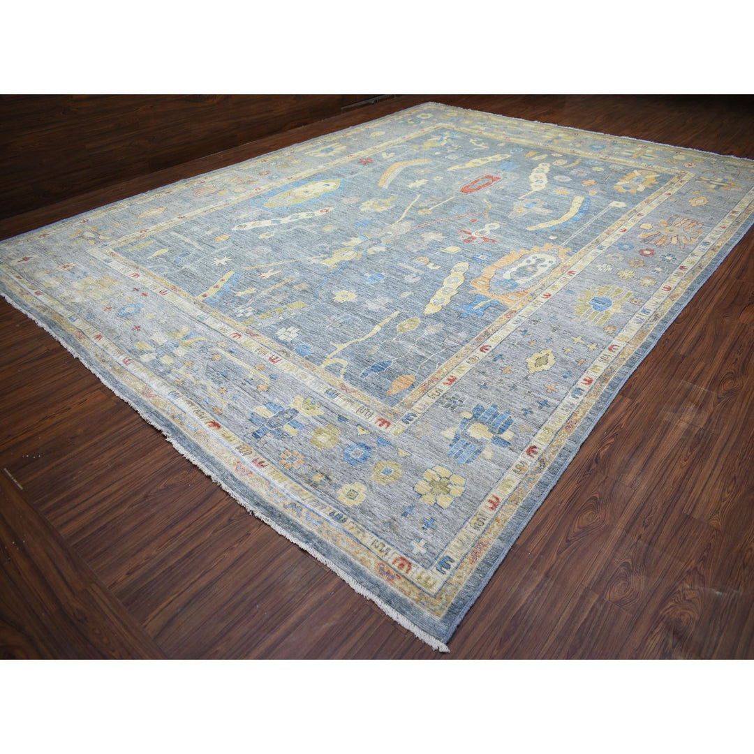 12'0" x 16'0" New Hand Knotted Grey Wool Rectangle Oriental Rug - MOA10273024