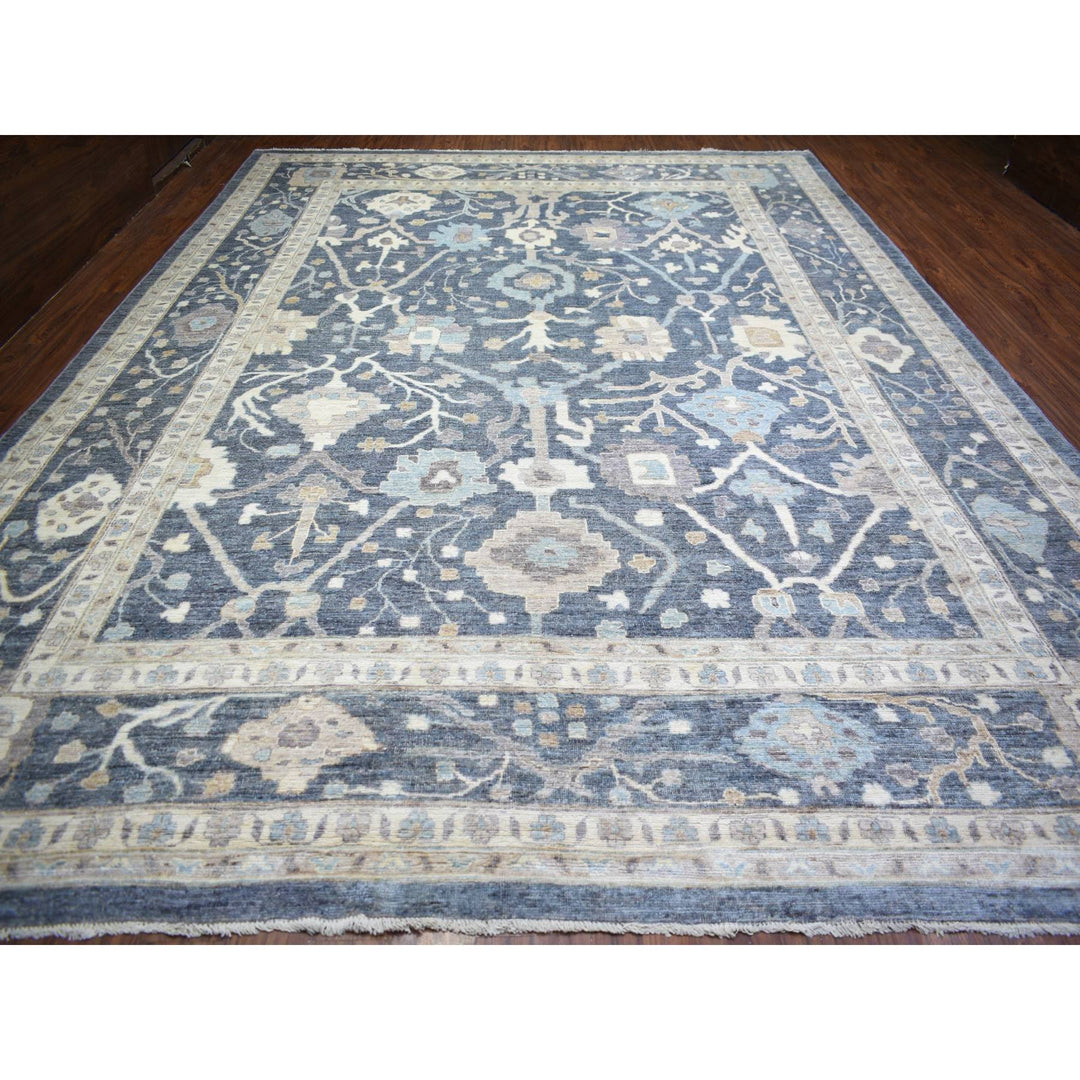 11'9" x 15'7" New Hand Knotted Grey Wool Rectangle Oriental Rug - MOA10273027