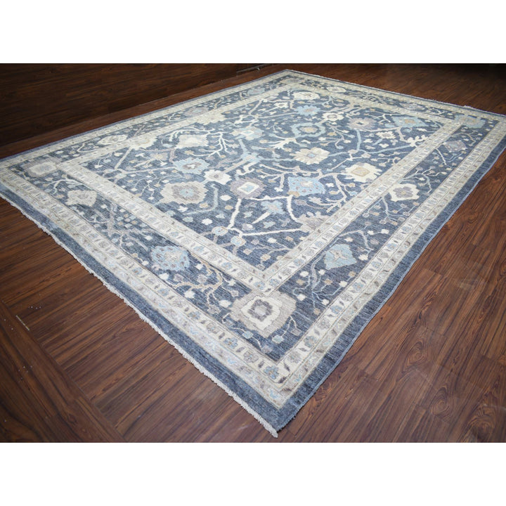 11'9" x 15'7" New Hand Knotted Grey Wool Rectangle Oriental Rug - MOA10273027