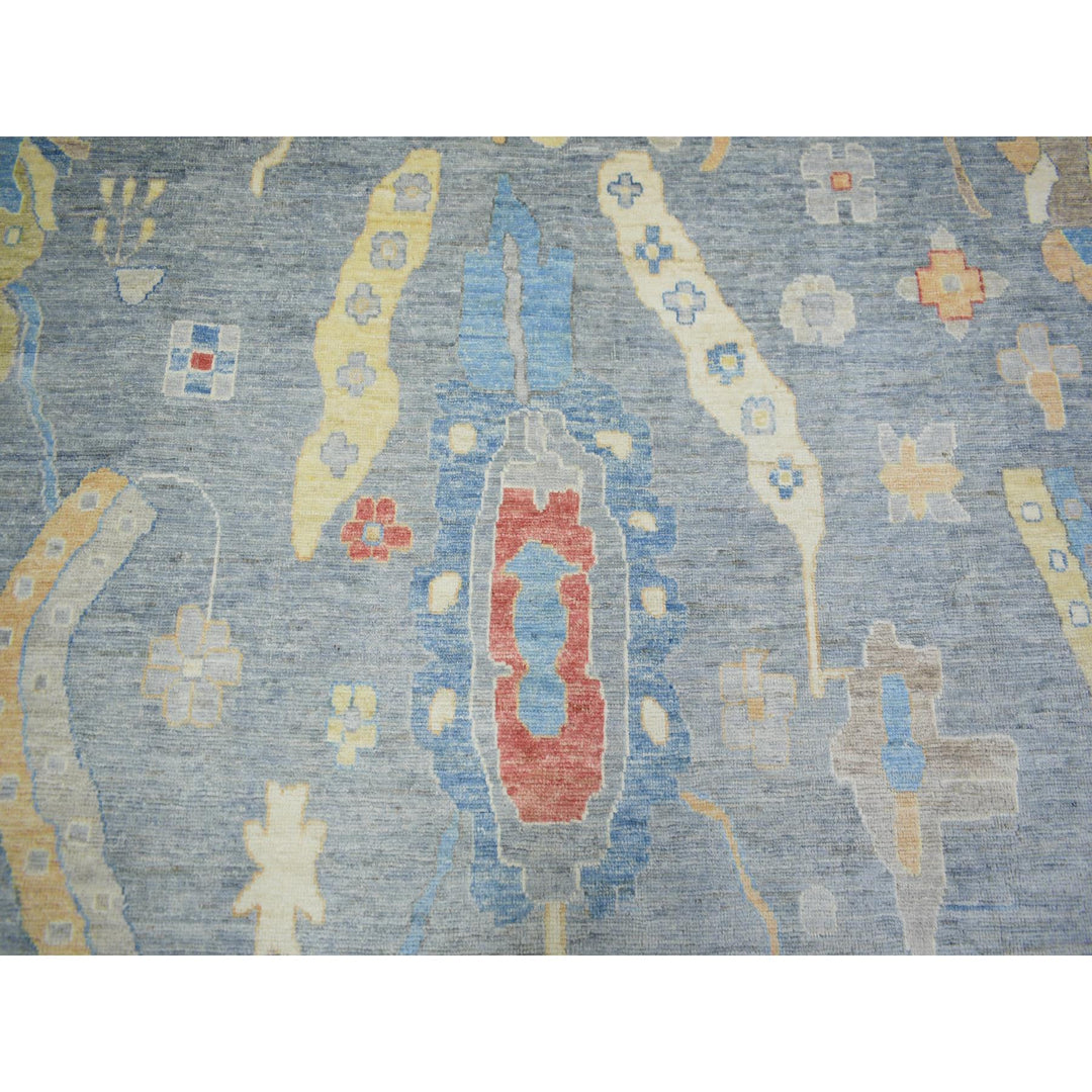 11'10" x 16'0" New Hand Knotted Blue Wool Rectangle Oriental Rug - MOA10273028