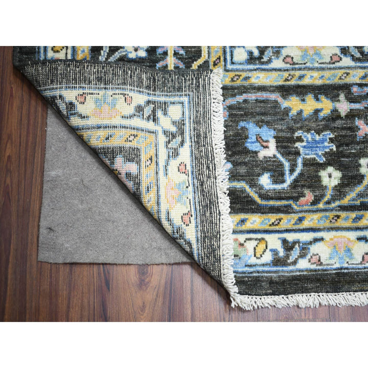 11'5" x 11'10" New Hand Knotted Black Wool Square Oriental Rug - MOA10273029