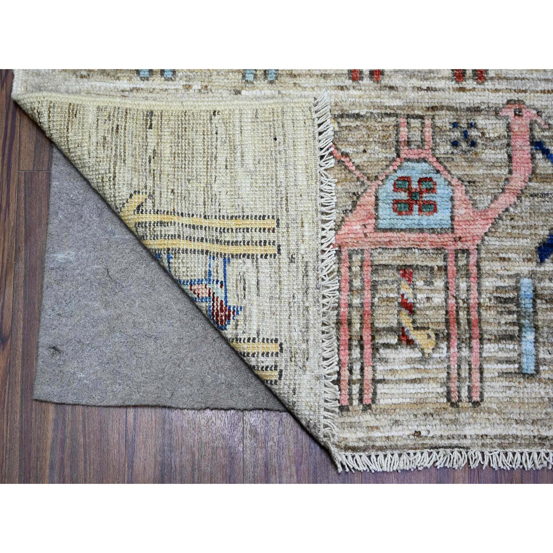 8'0" x 9'8" New Hand Knotted Beige Wool Rectangle Oriental Rug - MOA10273093