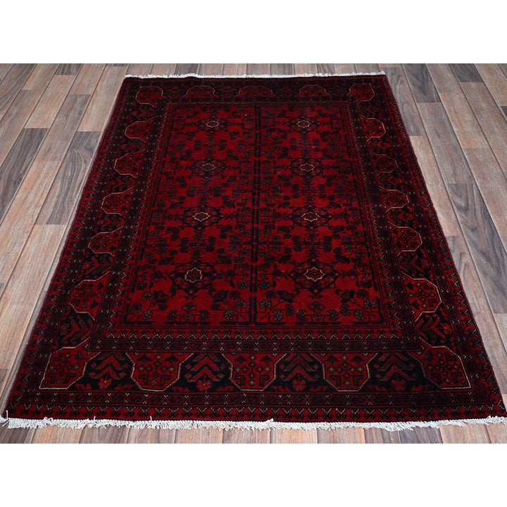 3'5" x 4'10" New Hand Knotted Red Wool Rectangle Oriental Rug - MOA102730