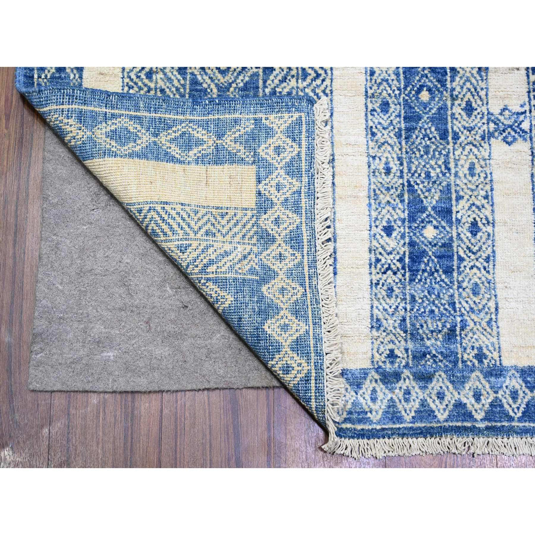 6'2" x 8'8" New Hand Knotted Blue Wool Rectangle Oriental Rug - MOA10273105