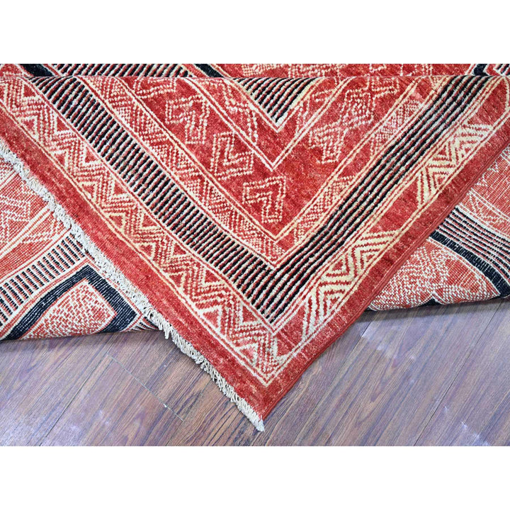 7'10" x 9'4" New Hand Knotted Red Wool Rectangle Oriental Rug - MOA10273107