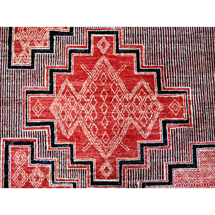 7'10" x 9'4" New Hand Knotted Red Wool Rectangle Oriental Rug - MOA10273107