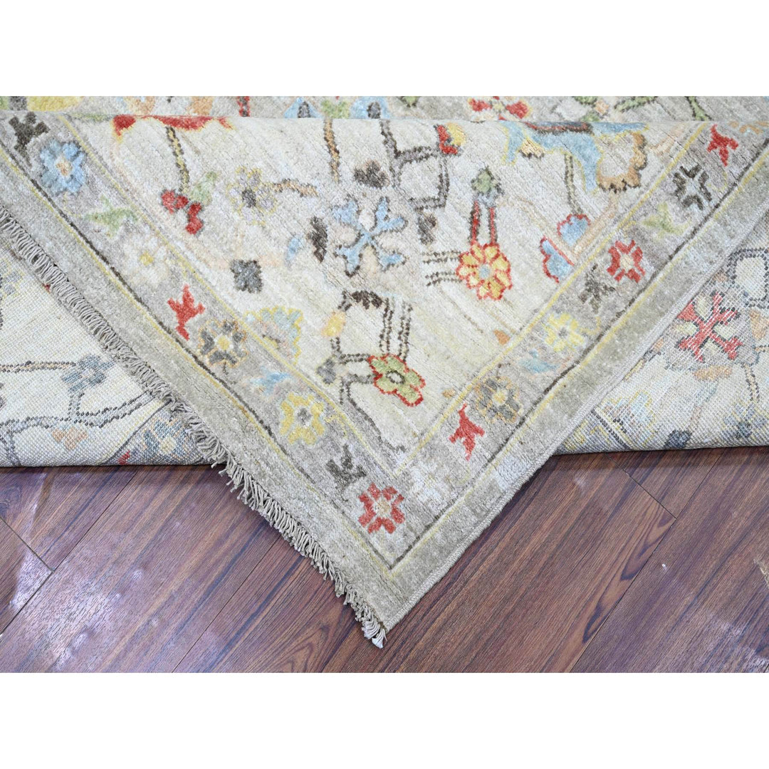 8'0" x 9'9" New Hand Knotted Grey Wool Rectangle Oriental Rug - MOA10273123