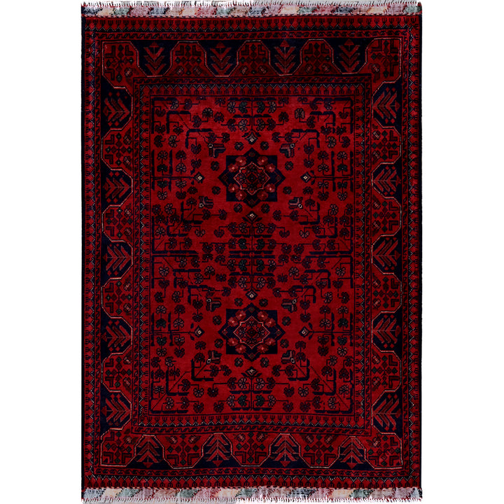 3'5" x 4'9" New Hand Knotted Red Wool Rectangle Oriental Rug - MOA102731