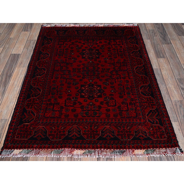 3'5" x 4'9" New Hand Knotted Red Wool Rectangle Oriental Rug - MOA102731