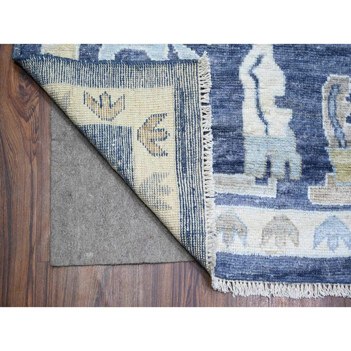 9'9" x 14'2" New Hand Knotted Blue Wool Rectangle Oriental Rug - MOA10273241