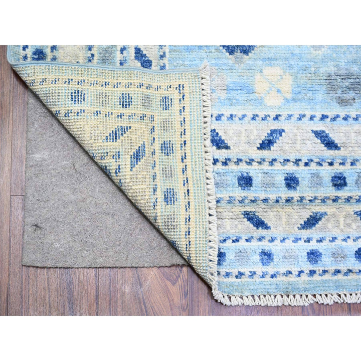 6'0" x 9'0" New Hand Knotted Blue Wool Rectangle Oriental Rug - MOA10273259