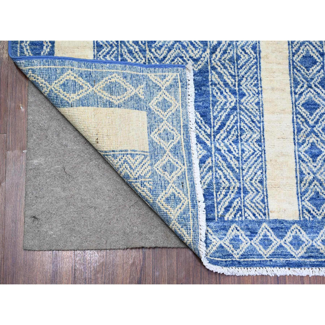 8'1" x 9'9" New Hand Knotted Blue Wool Rectangle Oriental Rug - MOA10273274