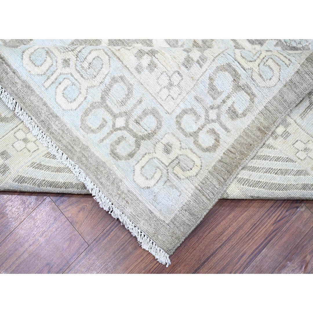 11'2" x 14'3" New Hand Knotted Grey Wool Rectangle Oriental Rug - MOA10273281