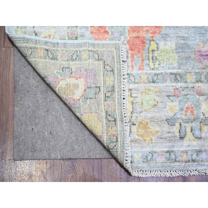 4'1" x 11'8" New Hand Knotted Grey Wool Runner Oriental Rug - MOA10273291