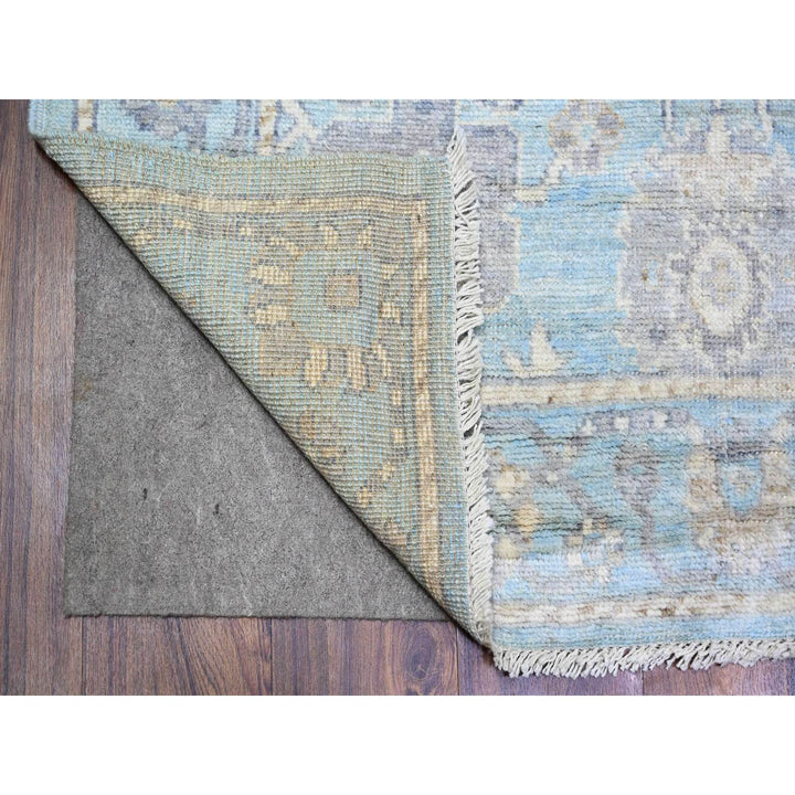 4'0" x 10'1" New Hand Knotted Blue Wool Runner Oriental Rug - MOA10273297