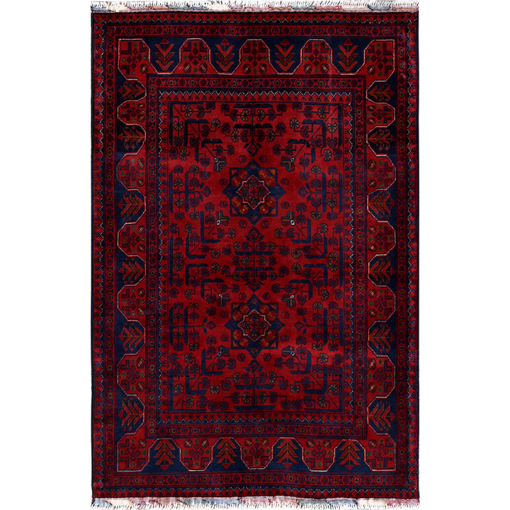 3'3" x 4'10" New Hand Knotted Red Wool Rectangle Oriental Rug - MOA102732