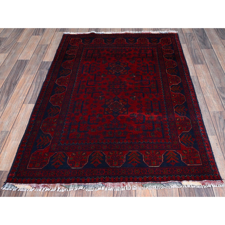 3'3" x 4'10" New Hand Knotted Red Wool Rectangle Oriental Rug - MOA102732