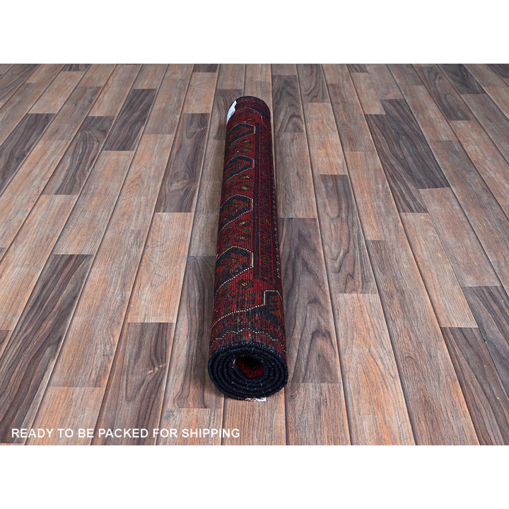 3'3" x 4'10" New Hand Knotted Red Wool Rectangle Oriental Rug - MOA102732