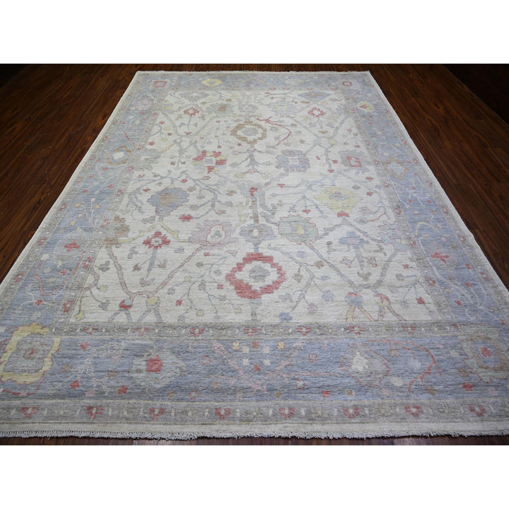 8'10" x 11'8" New Hand Knotted Ivory Wool Rectangle Oriental Rug - MOA10273360