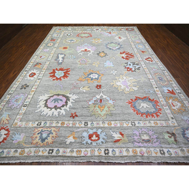 9'9" x 13'9" New Hand Knotted Grey Cotton Rectangle Oriental Rug - MOA10273373