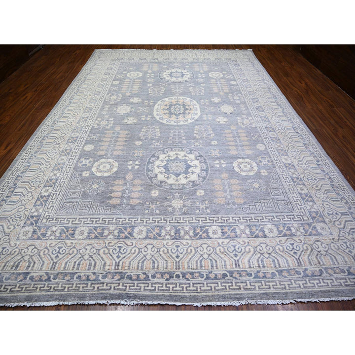 10'0" x 14'1" New Hand Knotted Grey Wool Rectangle Oriental Rug - MOA10273397