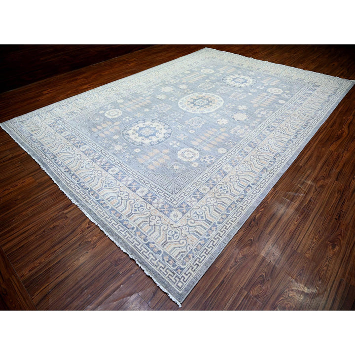 10'0" x 14'1" New Hand Knotted Grey Wool Rectangle Oriental Rug - MOA10273397