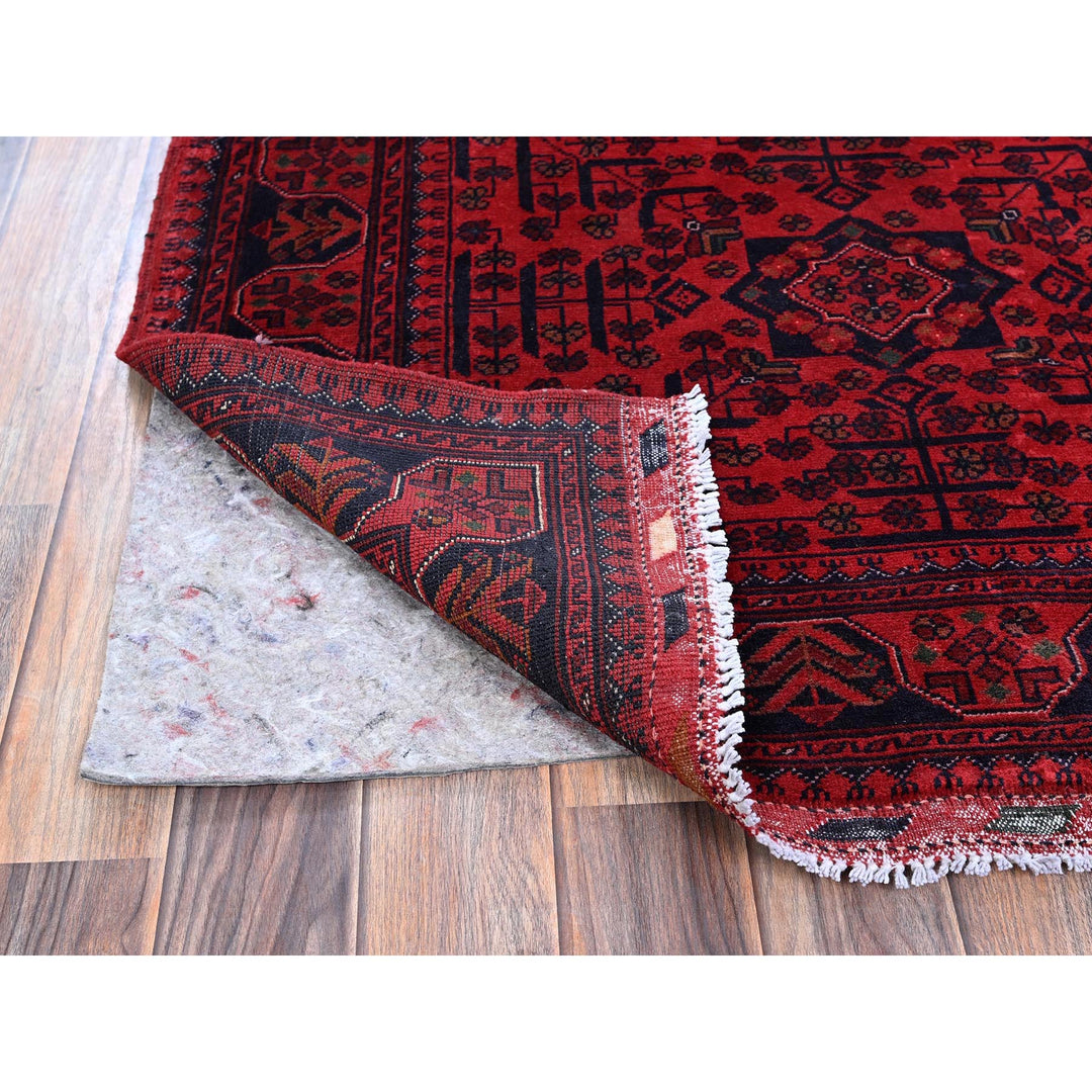 3'5" x 5'1" New Hand Knotted Red Wool Rectangle Oriental Rug - MOA102733