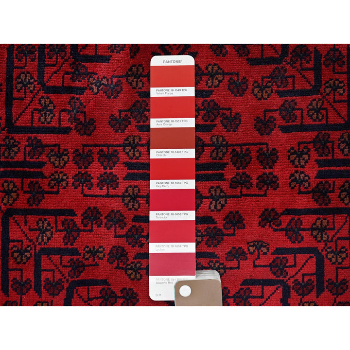 3'5" x 5'1" New Hand Knotted Red Wool Rectangle Oriental Rug - MOA102733