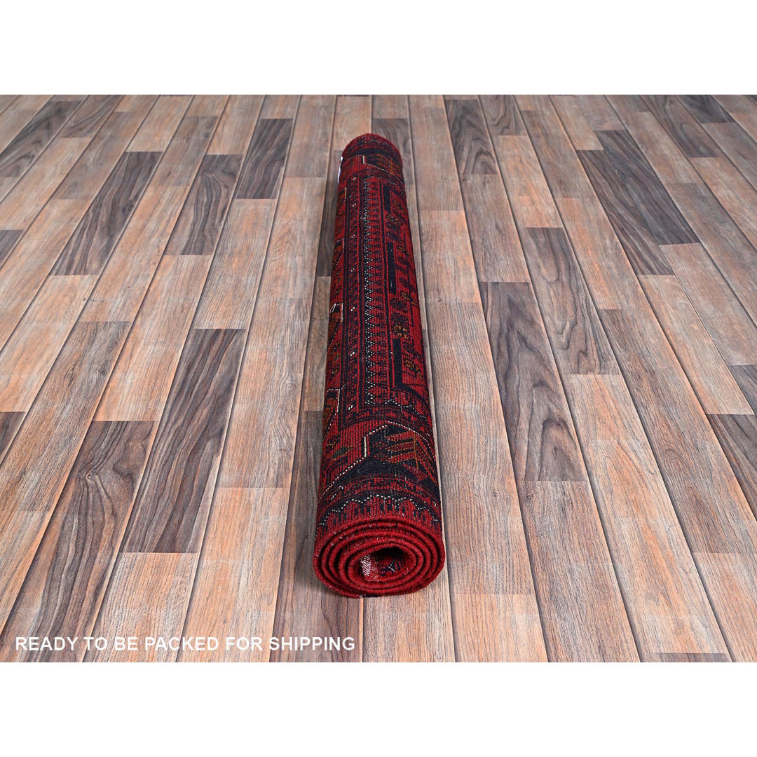 3'5" x 5'1" New Hand Knotted Red Wool Rectangle Oriental Rug - MOA102733