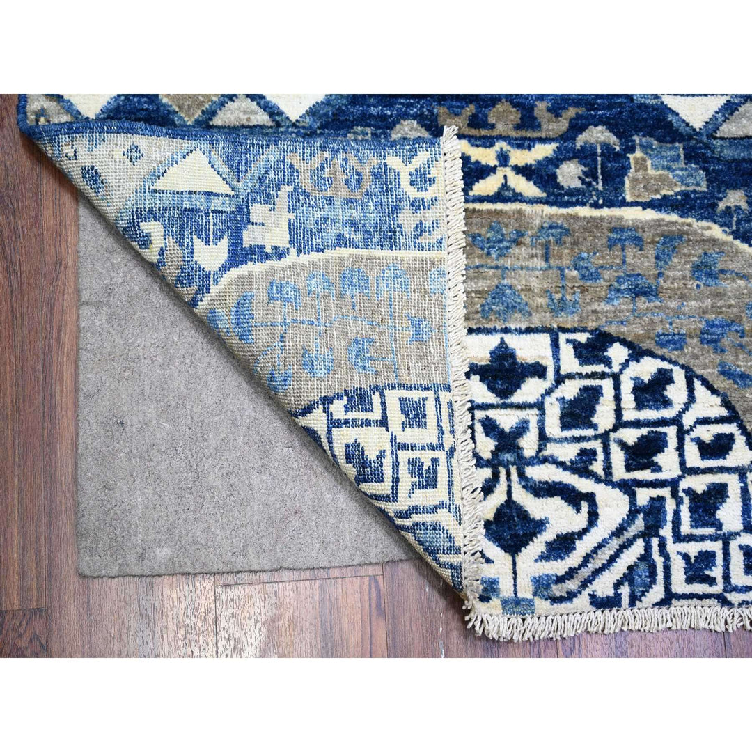 8'10" x 11'8" New Hand Knotted Blue Wool Rectangle Oriental Rug - MOA10273402