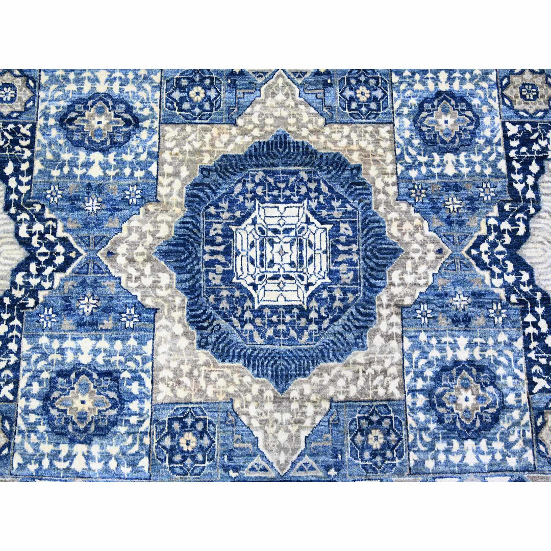 8'10" x 11'8" New Hand Knotted Blue Wool Rectangle Oriental Rug - MOA10273402