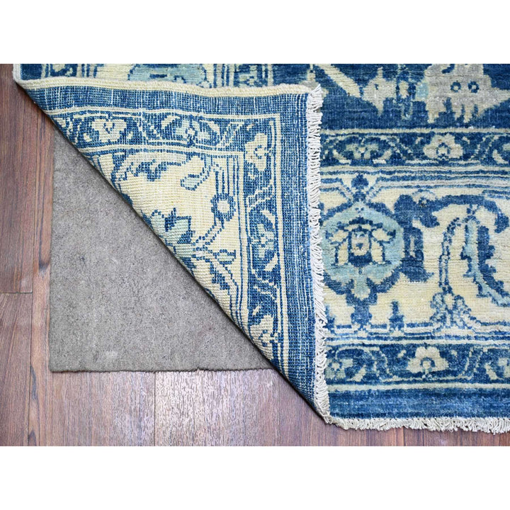 6'1" x 8'6" New Hand Knotted Blue Wool Rectangle Oriental Rug - MOA10273404