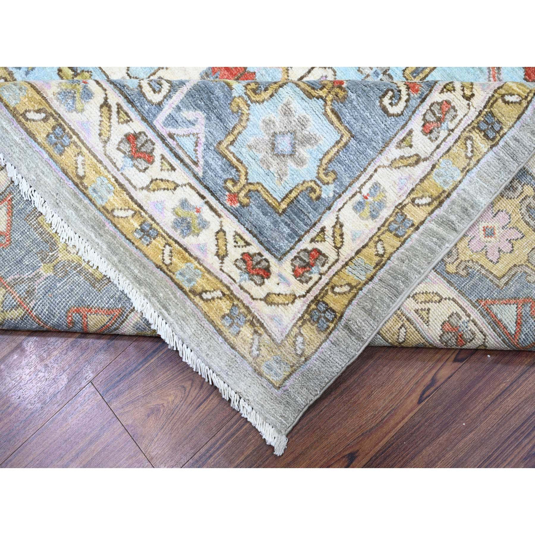 8'8" x 11'7" New Hand Knotted Grey Wool Rectangle Oriental Rug - MOA10273406